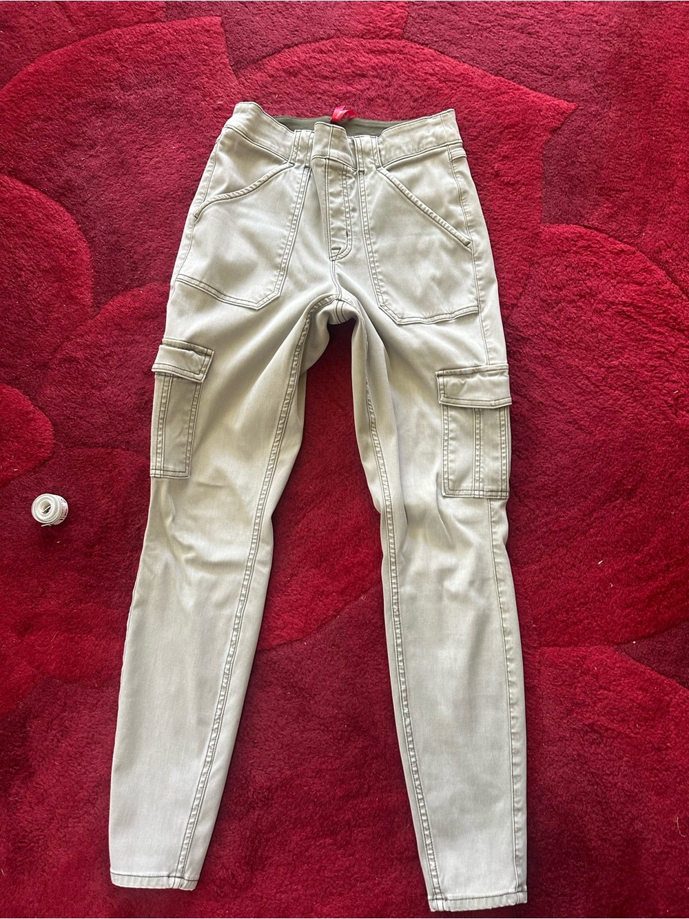 SPANX Khaki High-Rise Cargo Skinny Pants